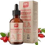 Hagebuttenöl BIO - 100% reines organisches veganes - 50 ml Glasflasche - für Narben und Dehnungsstreifen - Anti-Falten Anti-Aging - Kaltgepresst
