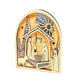 Weihnachtskrippe Weihnachten Ornament Hängen Wand Weihnachten Dekoration Mit Hohl Holz Hintergrund Für Ornament Jesus Vintage Weihnachten