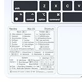 Devino® Shortcuts Aufkleber Mac OS für 13“-16“ MacBook Pro Air M1 M2 / Intel Transparent (Ventura/Monterey/Big Sur/Catalina/Mojave) Sticker Deutsch (1, Transparent Schwarz)