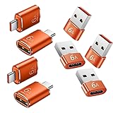 USB auf USB C Adapter mit Typ C Stecker auf 3.0 Buchse, 6A Schnellladung, 8 Stück, Thunderbolt 8 OTG Konverter für MacBook, iPhone 15, 14, 13 Plus Pro Max Mini, Samsung AI S24 S23 22 Ultra, iPad Air,