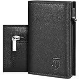 TEEHON Geldbörse Herren - Magnetischer Slim Wallet mit Münzfach & RFID Schutz & ID-Fenster - Leder Portmonee Geldbeutel kartenetui für Karten - kreditkartenetui Herren Klein - Kartenhalter Schwarz