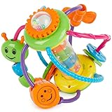 Bieco Motorikball für Babys ab 6 Monate | Greifball und Beißring mit Rassel | Motorikspielzeug | Greifling | Sensorik Bälle Baby | Greifball für Babys | Babyrassel