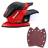 Einhell Multischleifer TE-OS 1320 (130 W, Schwingkreis-Ø 2 mm, Schleiffläche 150 x 150 x 100 mm, Staubfangbox, inkl. 3x Schleifpapier), Rot