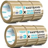 GiDeli Paketklebeband - Geräuscharmes Paketband - Klebeband Transparent 132m x 48mm - 6 Rollen zum Kartons Verpacken und Umzug - mit starkem Solventkleber