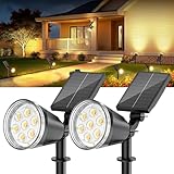 GEARLITE Solarlampen Gartenbeleuchtung, Warmweiß Solarleuchten für Außen Garten, 1200 Lumen LED Strahler mit 1500 mAh Batterie, IP65 Wasserdicht für Gartendeko Blumen Fußweg (2 Stück)