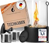 Flammenbrise® Tischkamin | Tischfeuer für Indoor und Outdoor | Ethanol Kamin mit [200g] Natursteinen | INKL. 2 Brennkammern | Unendliche Brenndauer (Standard)