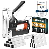 Hinrichs Handtacker Set - 3-in-1 Profi Tacker für Holz - Stofftacker Handwerker zum Fixieren - mit Klammern - Möbeltacker - Staple Gun - Holztacker mit 1600 Klammern & 800 Nägeln