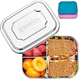 BREADL Edelstahl Brotdose, Feste Trennwand und 3 Fächer, Silikonfrei, Rostfrei, Spülmaschinenfest, Kleine 1000ml Lunchbox und Brotzeitbox aus lebensmittelechtem Metall für Kinder und Erwachsene