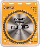 DEWALT Construction Kreissägeblatt DT1957 (für Stationärsägen, Sägeblatt-ø 250/30 mm, Schnittbreite: 3,0 mm, 48 Zähne, Zahngeometrie: Wechselzahn, Zahnwinkel: 10°, für Universal-Einsatz) 1 Stück