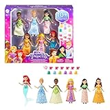 Disney Prinzessinnen Set, inkl. 6 Disney Figuren: Tiana, Cinderella, Mulan, Belle, Rapunzel, Arielle, Disney Geschenke, Spielzeug ab 3 Jahre, HLW91