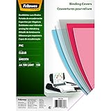 Fellowes PVC Deckblatt für Plastikbindung und Drahtbindung - Stärke 150 Mikron - transparent - Format DIN A4 - Packung mit 100 Stück