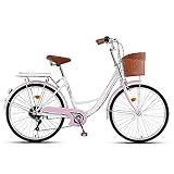 Citybike Damenfahrrad Komfort Fahrrad 26 Zoll City Fahrrad Hollandrad im Retro,1- und 7-Gang optional, leichtes Design, elegant und stilvoll, mit Diebstahlsicherung,fahrrad mit tiefem einstieg