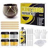 4 Farben Kintsugi Reparatur Kit - 50ml Lebensmittel-Safe-Geschirrspüler-Sicherer Kleber für Keramik- und Porzellanreparatur für Schüsseln, Teller, Vasen, Sinnvolle Geschenke für DIY-Kunst-Enthusiasten