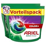Ariel Waschmittel Pods All-in-1, Flüssigwaschmittel Kapseln 76 Waschladungen, Color+, Kraftvolle Fleckentfernung ab der 1. Wäsche