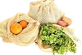 Wiederverwendbare Netzbeutel aus 100% Baumwolle – umweltfreundlich, biologisch abbaubar und waschbar Netzbeutel für Obst, Gemüse und Produzieren (3 kleine, 3 mittelgroße, 3 große) (9)
