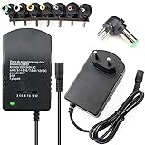 Retoo Universal AC Adapter 12V Netzteil mit 7 Austauschbare Spitzen auf DC 3V 4.5V 5V 6V 7.5V 9V 12V, Steckeradaptern Konverter Wechselrichter Ladegerät, Steckernetzteil, Universalnezteil, Ladekabel