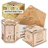 ESC WELT Rätselbox Set - Escape Room Spiel Erwachsene - Rätselbox Knobelspiele für Erwachsene - 3D Puzzle Box Spiele - Holzpuzzle Erwachsene - Geschenkbox Knobelspiel - Escape Game Knobelbox