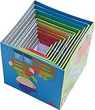 HABA 301524 - Stapelwürfel Flotte Flitzer , Turm zum Stapeln aus 10 Würfeln , Bausteine aus Pappe mit bunten Fahrzeug-Motiven , Spielzeug ab 12 Monaten