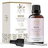 AVD ORGANICS Ätherisches Rosenöl 30 ml | hochwertige therapeutische Qualität Rosenöl für Seifen Kerzen Massage Haut Parfums Raumdüfte Acetit für Diffusor | 1 fl. oz.
