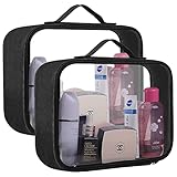 Kulturbeutel Transparent, PVC Durchsichtig Kosmetiktasche für Handgepäck im Flugzeug, Kosmetiktasche Reisetasche für Flüssigkeiten im Koffer, Aufbewahrungstasche Beutel für Kosmetik(2 Stück)