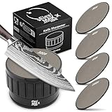 Fleximaxx Home Profi Messerschärfer – Rollschleifer mit 2 wendbaren Scheiben (300/400/600/1000) – Diamant Schleifstein mit Saugnapf-System – Messer schärfen einfach & sicher