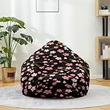 Mateju Sitzsack, Gemütlich Sitzsack Kinder, Rosa Pflaume Mustern Sitzsack Erwachsene Oder als Gaming Bean Bag, Garten Relaxo Sitzsack Geeignet für Lnnen Oder Balkon zum Liegen (Schwarz,XL)