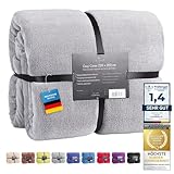 Feluna® Kuscheldecke XXL Mikrofaser-Decke Tagesdecke Wohndecke mit Kaschmir-Touch 220 x 200 cm - Grau