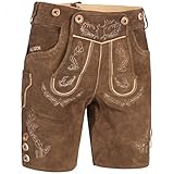 PAULGOS Herren Trachten Lederhose HK1 + Träger, Echtes Leder, Größe 52, Hellbraun
