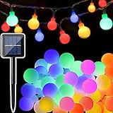 50 LED Globe Lichterkette Bunt Solar, 7M Kugel Lichterkette Außen Solar Aussen Kette, 8 Modi Wasserdicht Lichterkette Solarbetriebene für Garten Bäume Party Weihnachts Deko Beleuchtung, Mehrfarbig