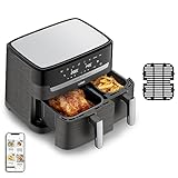 Tefal EY905B10, Easy Fry & Grill Dual XXL, 8,3 L, Edelstahl, Doppelschubladen, Kombi-Luftfritteuse und Grill, komplettes Familienessen, Energieeinsparung, 8 automatische Kochprogramme, endlose Rezepte
