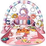 Otthoni Baby Spieldecke mit Spielbogen Baby Musik Spielmatte mit Klavier Abnehmbarem Spiegel Rassel Baby Geschenk Spielzeug 0 6 Monate, Rosa