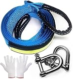 Goambuy Abschleppseil 5 cm x 5 m, 17,600 lbs (8 Tonnen) Recovery Tow Strap Kit Für Off-Road Recovery & Abschleppen Heavy Duty Polyester Weather Resistant Verstärkte Looped Ends 2 Safety Hooks