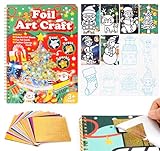 Mocraft Bastelsets für Kinder Weihnachten 16 Seiten Folienspaß Bastelkoffer, Foil Art Kreative Aktivität Geschenke, ab 6 Jahren und älter Geschenke für Mädchen und Jungen