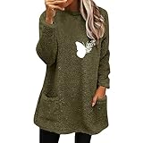 Teddy Fleece Pullover Für Damen Weihnachten Schlupfjacke Retro Unterhemd Freizeit Pulli Sherpa Gefüttertes Winterpullover Dickes Streetwear 2023 Unterwäsche Thermal Rollkragenpullover Winter Obertei