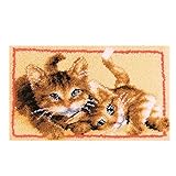 ROCKY&CHAO Katze Knüpfteppich Kreuzstich Stickerei DIY Set 50x30cm Selber Machen Set Latch Hook Kit für Kinder und Erwachsene zum Selber Knüpfen(ZD-82)