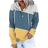 Damen Hoodies Oversized Sweatshirts Gradient Grafik Pullover Kordelzug Langarm Shirts Vintage Casual Herbst Tops Trendy Sweatshirt Lose Sportbekleidung mit Taschen, 002 x Marineblau, M