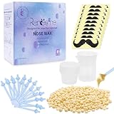 EOPUOZS Nose Wax Kit, Nasenhaar Wachs, Nasenwachs mit 100g Wachsbohnen, 20 Nasenhaarstäbchen, 10 Behältern, 1pcs 100 ml Messbecher, 10 Bartaufkleber, Nasenhaarentferner Wachs für Männer und Frauen