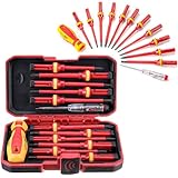 13 Stück Isolierte VDE Schraubendreher Set Elektriker, Screwdriver Set Mit Spannungsprüfer für Spannungen bis 1000V, Steckbar Magnetisch Schlitz Torx Screwdriver Durable Hand Werkzeuge