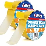 ADHES Doppelseitiges Teppichband Extra Stark, 50MM x 27M x 2 Roll abnehmbares und rückstandsfreies rutschfestes Teppich-Greifer für Hartholzböden, Teppich-Band für Area Rugs, Gelb