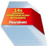 Floordirekt 10,25 m² Hohlkammerplatte - 14x Stegplatten 60,5 x 121 cm - Doppelstegplatten aus Polycarbonat - Hohlkammerplatten für Gewächshaus & Modellbau (Transparent, 4 mm)