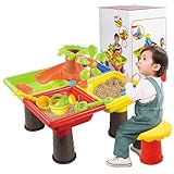 AOpghY Kleinkind Wassertisch Sand Tabelle 4-in-1 Sand- und Wasserspieltisch Kinder 17.7X.13.8 '' Wassertisch mit Spielzubehör Sandbox Tisch Square Form Outdoor Sportspiele und Spielzeug