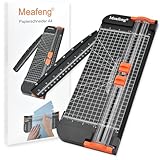 Meafeng® Papierschneider A4 mit 2 Klingen Papier Schneidemaschine Schneidegerät Papier Cutter mit Automatischer Sicherheit Schutz und Verlängerungslineal, Fotos, Coupons und Etiketten (Schwarz)