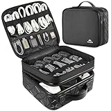 MATEIN Kabeltasche Organizer, Kabel Tasche Reise 3 Schicht Kabelorganizer Kabelaufbewahrung Cable Organizer Bag Ladekabel Elektronik Tasche für Handy, Schwarz