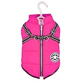Hundemantel, warme Hundejacke, Wintermantel, gepolstert, Fleece-Weste, reflektierend, für kaltes Wetter, Mäntel mit integriertem Geschirr, wasserdicht, winddicht, Hunde-Schneejacke, Kleidung mit