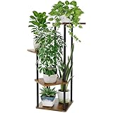 Bamworld Pflanzenständer Blumenständer Metall Schwarz Pflanzenregal Indoor Outdoor mit 4 Etagen Eck Blumenständer für Terrasse, Garten, Balkon, Wohnzimmer, Schlafzimmer (Braun)