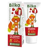Bilka Homeopathy Kinderzahnpasta 6+ Jahre - Zahncremes für Kinder Für Gesunde und Starke Kinderzähne - Himbeergeschmack - Fluoridfrei, Mentholfrei, Parabenfrei - 1 x 50 ml