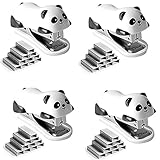 Loufy Panda-Heftgerät für den Schreibtisch, Heftgerät für 12 Blatt Kapazität, Hefter mit 4000 Stück Nr. 10 Heftklammern und integriertem Klammerentferner, 4 Stück
