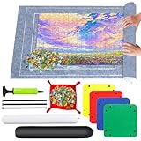 RISVOWO Puzzlematte, Puzzle Roll Storage Mat für Bis 1500 2000 3000 Puzzle, Tragbare Puzzle Rollenmatte mit Puzzle-Sortierschale, Puzzleunterlage für Puzzle Auf 80 * 120 cm Aufbewahrung(Grau)