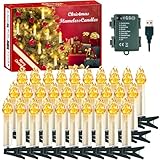 YUEJIDZ 30 stk LED Christbaumkerzen,Warmweiß Wasserdicht Lichterkette mit Clip,Flammenlose Weihnachtskerzen für Weihnachtsbaum,Weihnachtsdeko,Geburtstags, Party,Innen Außen