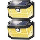 Solarlampen für Außen mit Bewegungsmelder, 【2 Stück Warmweiß】188 LED Solarleuchten für Außen, 270° Aussen 3 Modi Solar Aussenleuchte, Solar Wasserdichte Wandleuchte IP65 Wasserdichte Garten Solarlicht